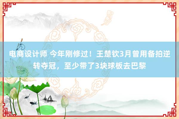 电商设计师 今年刚修过！王楚钦3月曾用备拍逆转夺冠，至少带了3块球板去巴黎